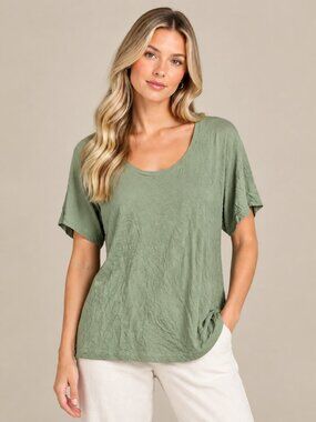 2/$30 TAHARI Scoop Neck Short Sleeve T-Shirt Sage 3X #A5254
